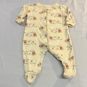 Disney - Winnie the Pooh - Newborn Baby Beige Footed One Piece Sleeper